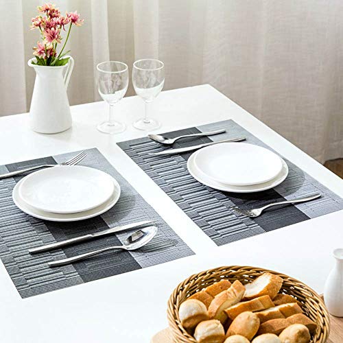 JIAN YA NA Tapetes de mesa de jantar para sala de jantar em vinil trançado resistente ao calor antid