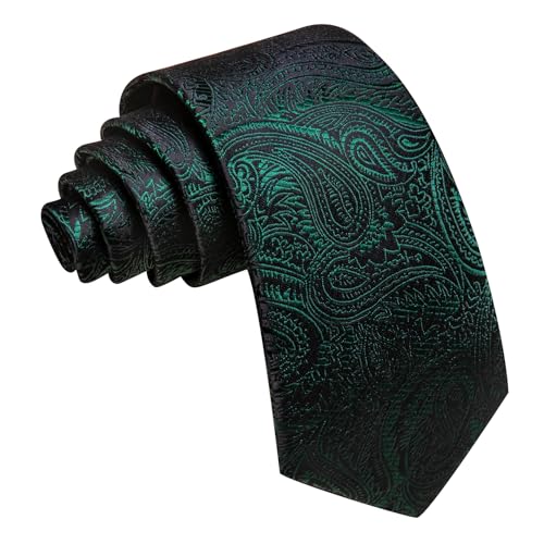Image of Barry.Wang Paisley Tie for Men Silk Woven Necktie and Tie Clip Set Wedding Party Business Formal