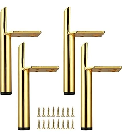 Raj Sofa Hardware Leg 6 + 2 = 8 Inch Golden Glossy Finish Handle Shape Sofa Leg Set of 4
