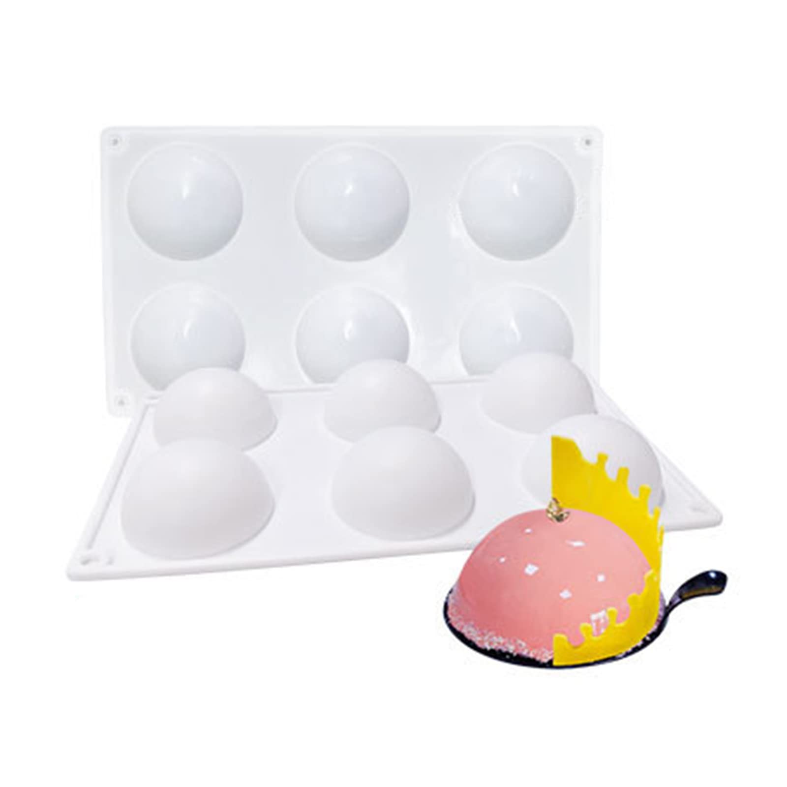 Buxuaaaa 6 With Large 3D Semicircle Shape Chocolate Mold Craft Plaster Resin Cake Decorating Tools Cake Molds For Baking Silicone