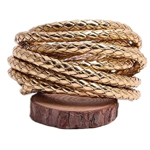 3/4/5/6/8/10/12mm ronde lederen koord string DIY ketting armband maken vinden van goud/zilver gevlochten PU touw sieraden accessoires, 1 stks (Color : Gold, Size : 6mm 5m)