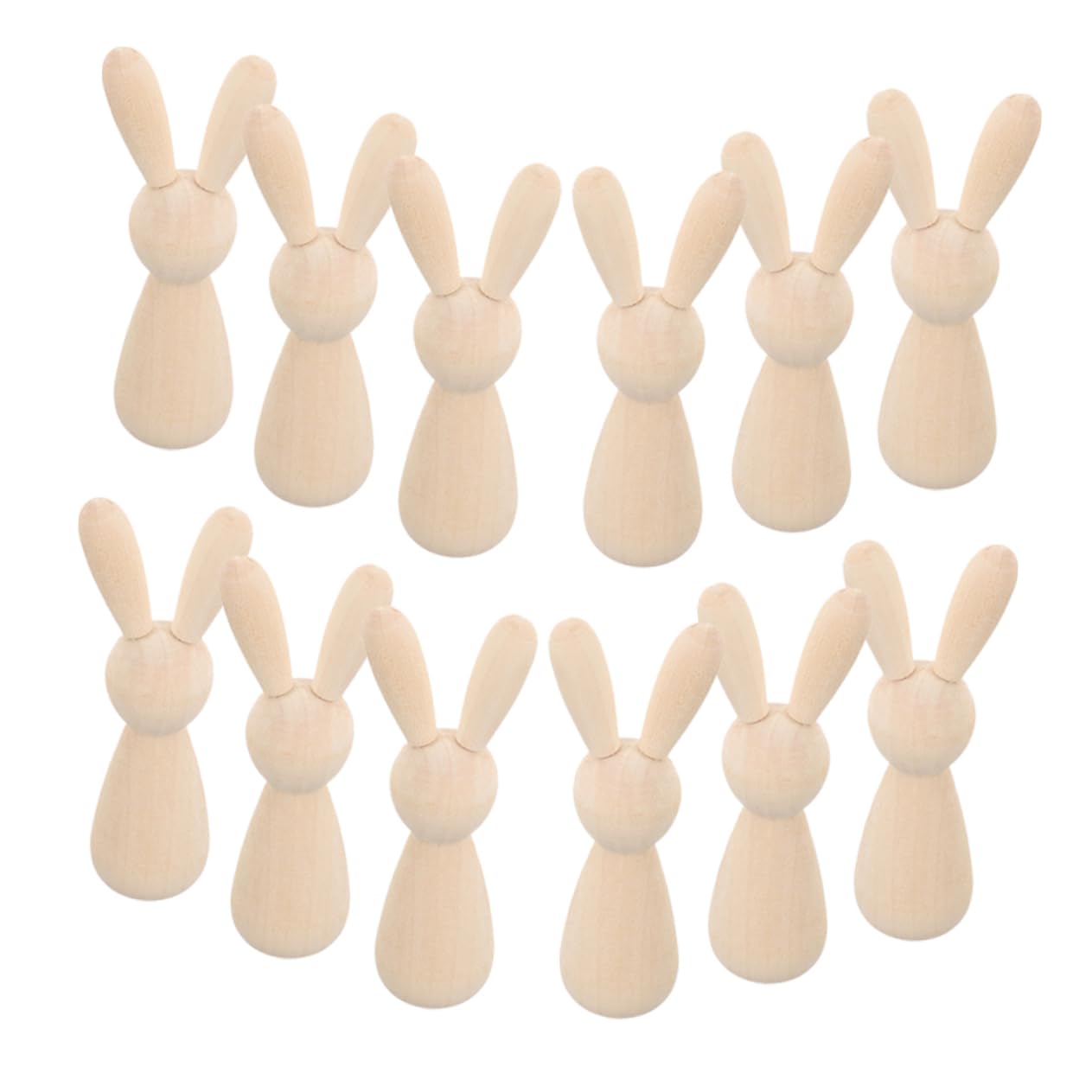 SHINEOFI 3 Juegos Títere De Conejito Conejos De Bricolaje Graffiti Madera Conejos Suministros De Bricolaje Para Niños Bricolaje Y Manualidades Figura De Conejo Diy De Madera 12 Uds * 3