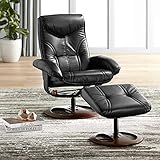 BenchMaster Newport Black Swivel Recliner and Slanted Ottoman