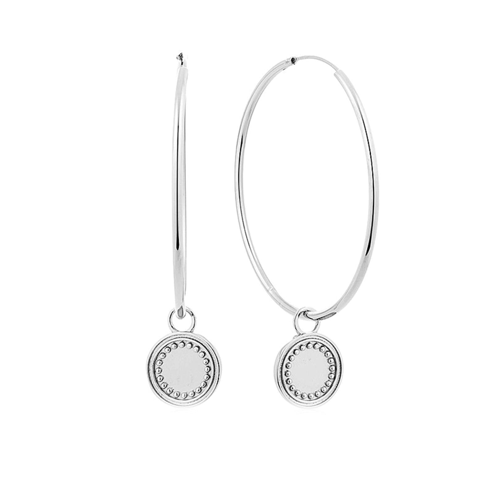 Ohrhänger für Damen, 925er Silber, Creolen, große Creolen, Kreis mit Anhänger