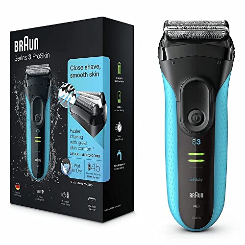 Braun Series 3 ProSkin, Rasoio Elettrico Barba, Rifinitore di precisione, Accessori Inclusi, Idea Regalo, 3040s Nero e Blu Notte