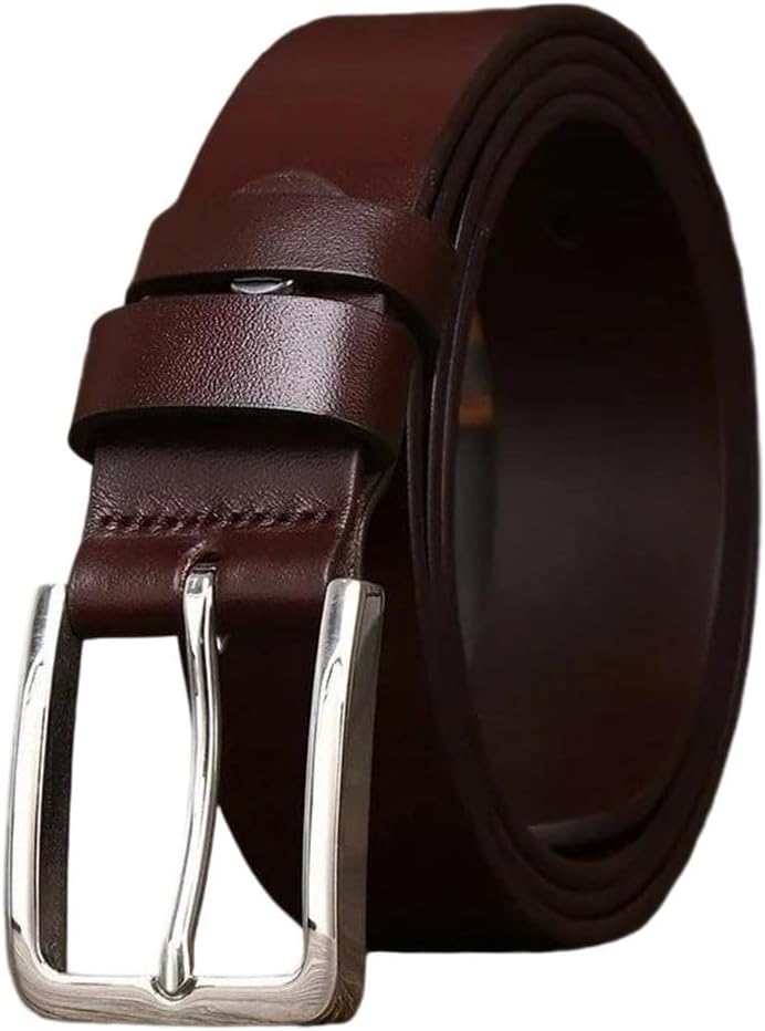 Men's Business Belt - 3.3 cm Solid Cowhide with Pin Buckle for Office Wear