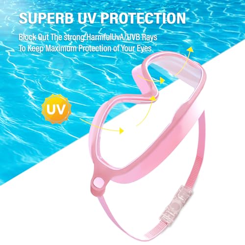YLKJSWIM 2 Pack Swim Goggles Anti-Fog Anti-UV Swimming Goggle Wide View Swimming Goggles for Kids 3-12 swim goggles