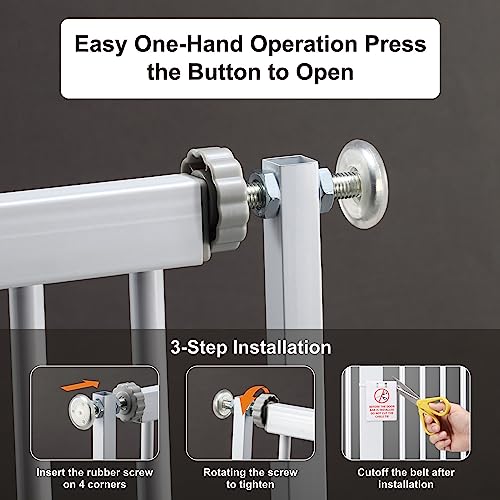 51.18" Extra Tall Cat Gate for Doorway, 30.5"-40" Auto Close Pet Gate Include 2.75" and 5.5" Extension Kits, No Drilling Pressure Mount Kit, Suitable for Doorways or Kitchen, New White