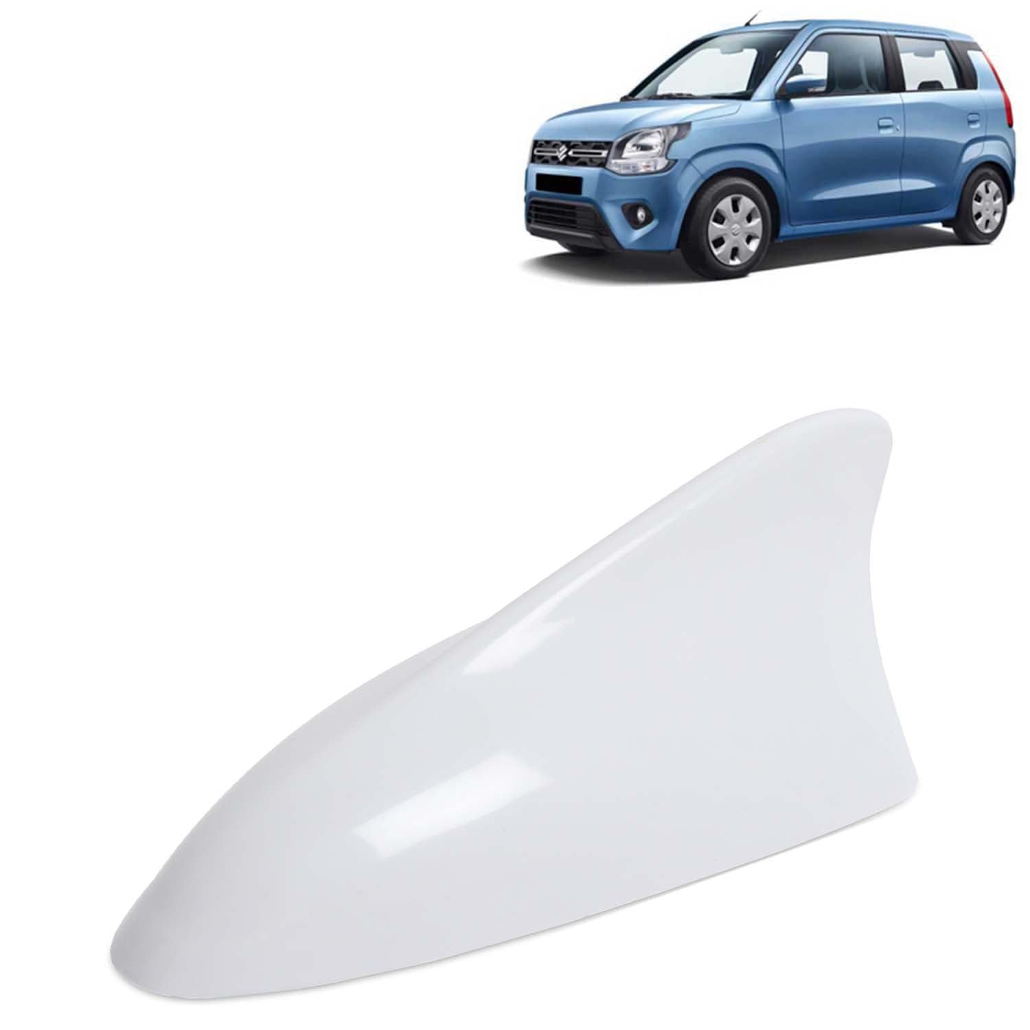 kingsway® shark fin car antenna compatible with maruti suzuki wagon r (year 2019 onwards), universal size car radio fm am, waterproof abs body, easy replacement, 1 piece, white color