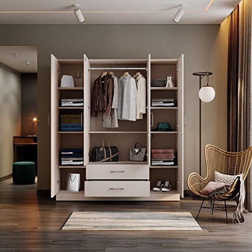 Wakefit Wardrobe | 1 Year Warranty | Engineered Wood Almirah, Cupboard for Clothes Storage | 4 Door, Mirror, 1 Drawer, 1 Hanging Space | Organza Plus – Frosty White Wakefit Wardrobe | 1 Year Warranty | Engineered Wood Almirah, Cupboard for Clothes Storage | 4 Door, Mirror, 1 Drawer, 1 Hanging Space | Organza Plus – Frosty White