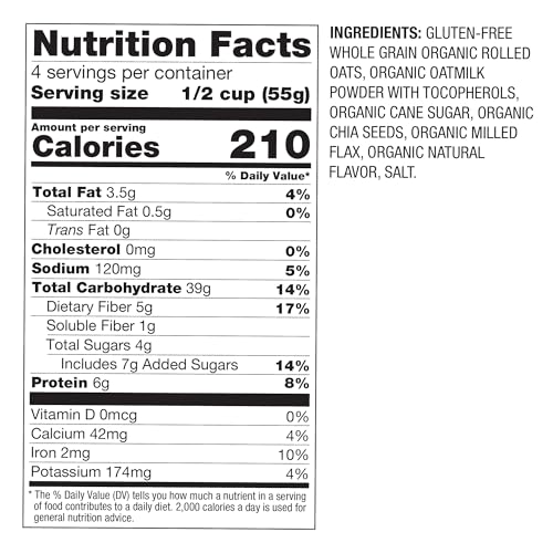 Image of Oatsome Maple Overnight Oats with Flax and Chia, Gluten-Free Oatmeal with 6g of Protein, 7.8oz Bag (Pack of 2)