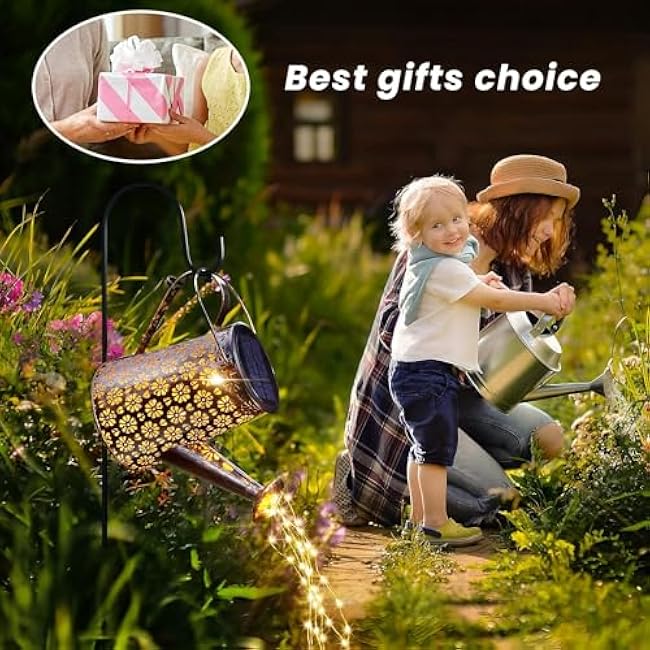 2 Pack Solar Watering Can with Lights,Solar Outdoor Garden Decor Waterproof Hanging Lantern Landscape Lights Outside Decorations for Yard Lawn Patio Gardening Gifts.