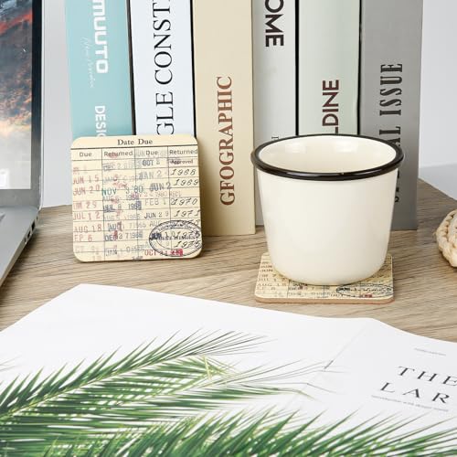 Vintage Library Due Date Card Coaster Set, 4pcs Library Card Coasters - Image 4
