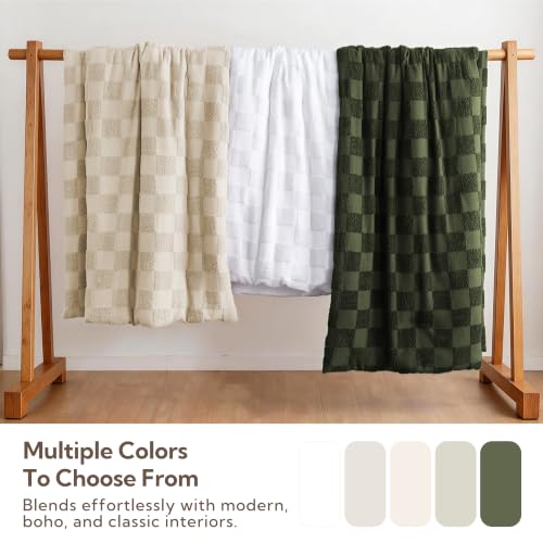 Image of MR&HM 7 Pieces Comforter Set Full, Checkered Boho Tufted Bed Set Linen