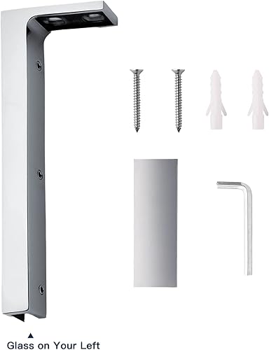 Miniatura 5 de LukLoy Panel de ducha de vidrio fijo de pared a vidrio, abrazadera de vidrio sin marco, soporte de montaje estabilizador en forma de L, sin taladrar