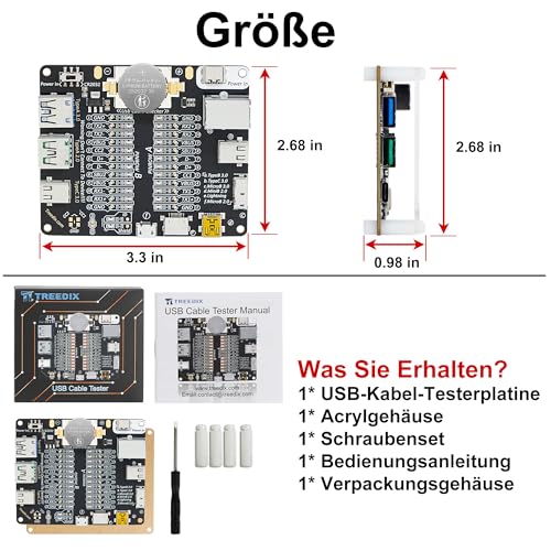 Treedix USB-Kabeltester, USB-C-Kabeltester, Datenkabeltester Prüfplatine für Typ-C, Typ A, Typ B, Micro Mini Lightning-Kabel, schnell den Kabelsalat sortieren, indem Sie die LEDs überprüfen