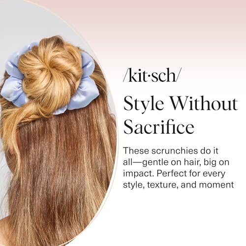 Image of Kitsch Scrunchies for Women - No Crease Hair Ties No Damage | Soft Polyester Scrunchies for All Hair Types | Stylish & Comfortable, For Ponytails & Buns | Ideal Gifts for Women - Garden Bouquet, 3pcs