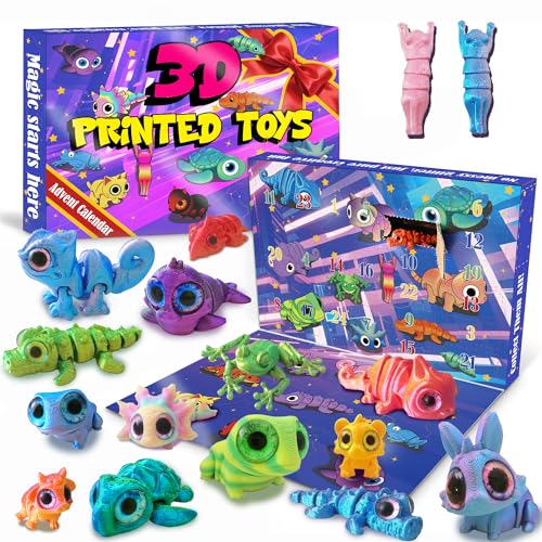 3D Printed Animals Toys, Mini Figures Cool Stuff Desk Pet, Christmas Advent Calendar For Kids, Birthday Gift For Boys And Girls, Party Favors, Including Dragons, Axolotl, Rabbit, Turtle, Frog, Etc.