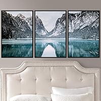 3 Piece Framed Canvas Wall Art Winter Lake Canvas Prints Home Artwork Decoration for Living Room,Bedroom - 16