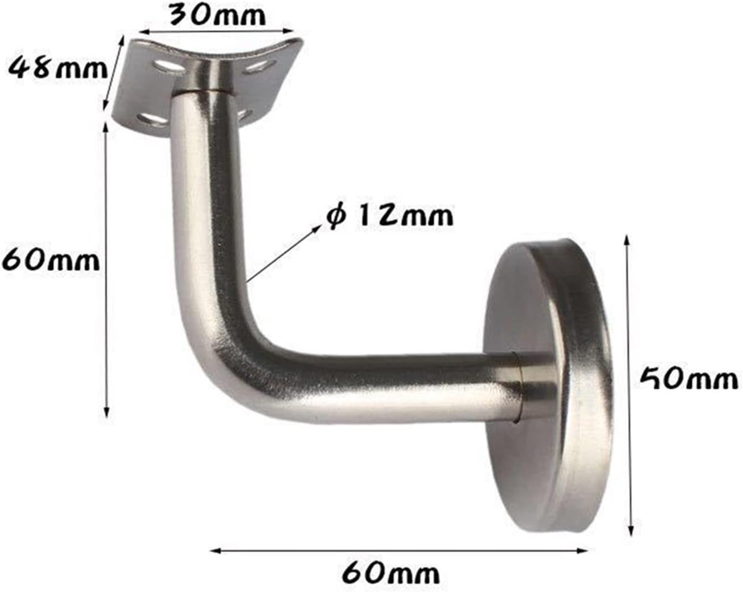 5pcs Stainless Steel Handrail Brackets Wall Mount Display Stairs Wood Metal Railing Supporter Furniture Bracket Home Decorations (Bent)