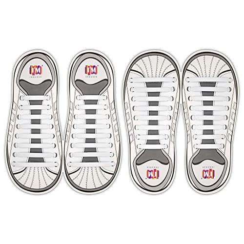 Image of INMAKER No Tie Shoelaces for Kids and Adults (2 Pairs), Elastic Shoelaces for Sneakers, Silicone Flat Tieless Running Shoe Laces