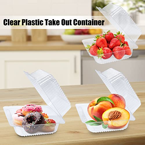 Haawooky GFEWF 100 Pack Clear Plastic Take Out Container,Square Hinged Food Container,Dessert Clamshell Containers thumb #3