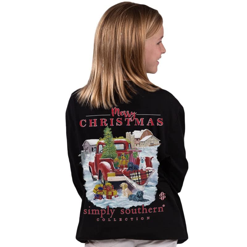 Image of Simply Southern Youth Farmhouse Christmas Long Sleeve T-Shirt