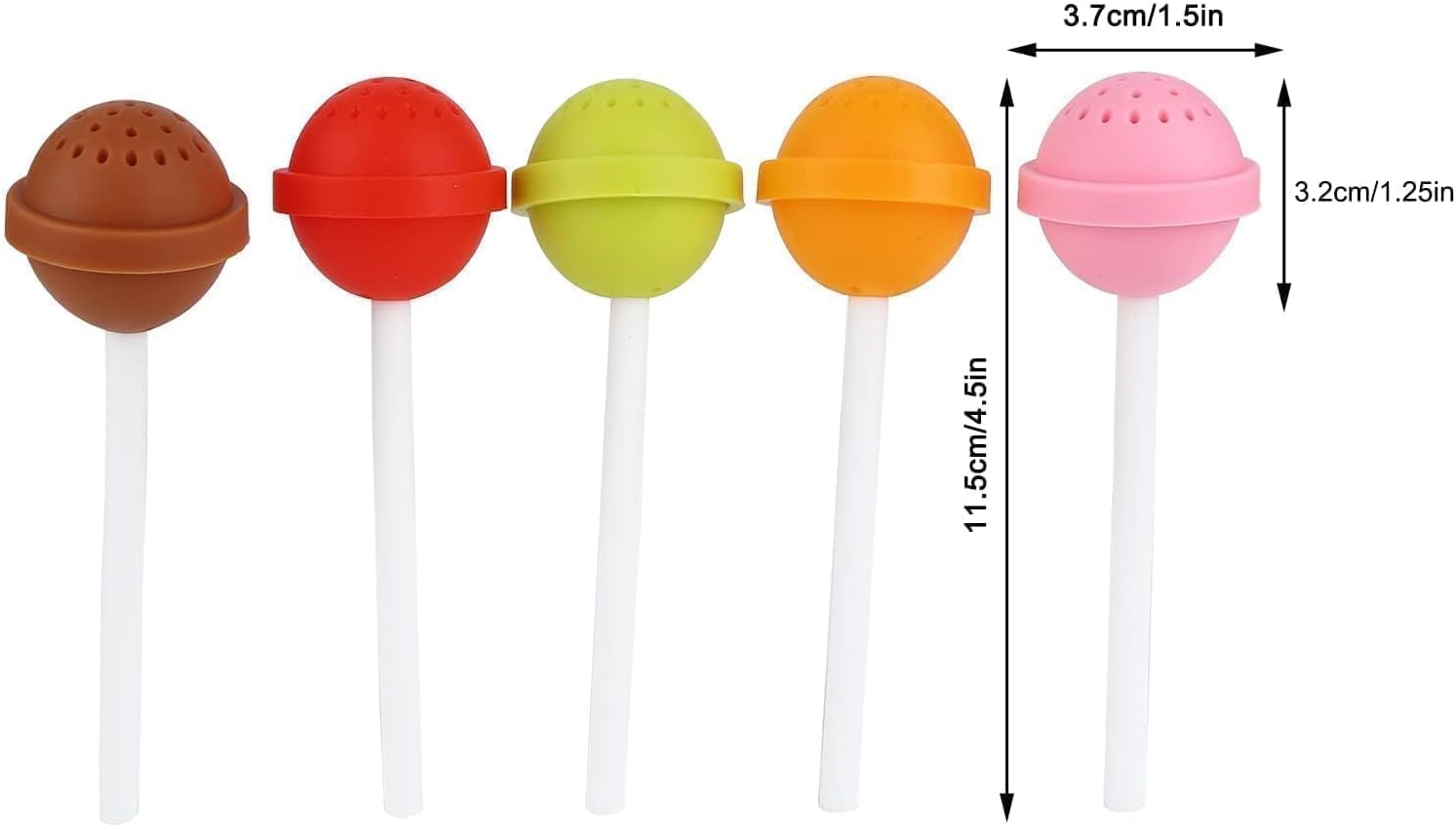 5Pcs Loose Leaf Tea Infusers, Silicone Tea Strainer Lollipop Shape Tea Infuser for Home Office Loose Leaf Tea Steeper Fine Mesh Tea Ball holder with Handle Reusable Tea Filter Diffusers