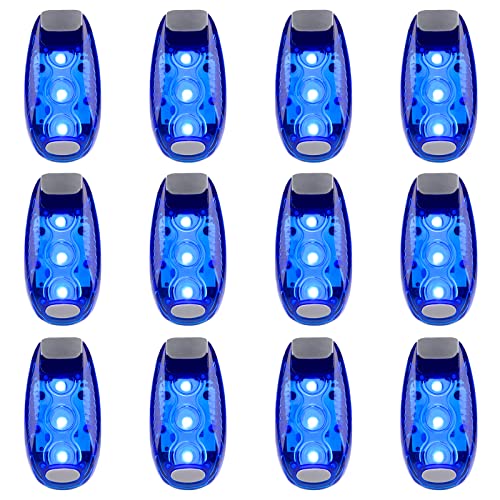 Awpeye 12 Pack Led Safety Light, Safety Light, High Visibility Strobe Running Lights Used for Bicycle, Walking Etc. Clip-On Running Lights Clip to Clothes Strap to Wrist, Bike Or Anywhere (Blue)