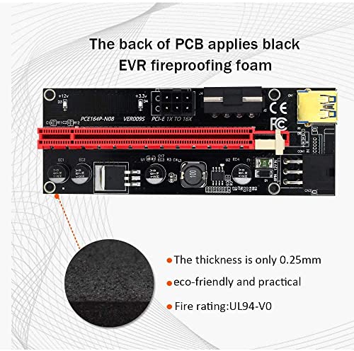 Pi+®(PiPlus®) 009S 4-Capacitor GPU Riser Adapter PCIE X1 to X16 Extender PCI-E Express Riser Cable for Bitcoin Litecoin ETH Coin Mining - Image 4