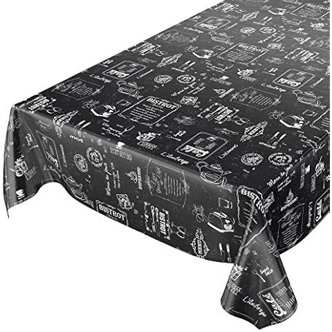 Anro - Mantel de Hule Lavable Diseño Retro 100 x 140 cm Negro Cover