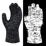Oeyliz Reflective Winter Running Gloves Men Women Reflective Gloves Touch Screen Cold Weather Black Winter Gloves Knit Warm Gloves High Visibility Safety for Night Running Walking Fishing One Size