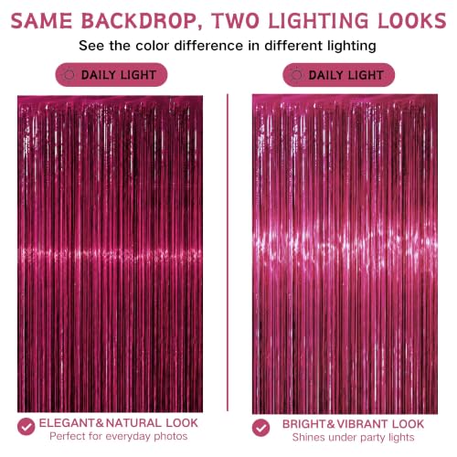 Image of Matte Raspberry Burgundy Fringe Backdrop 2 Pack, 3.3 x 6.6 ft