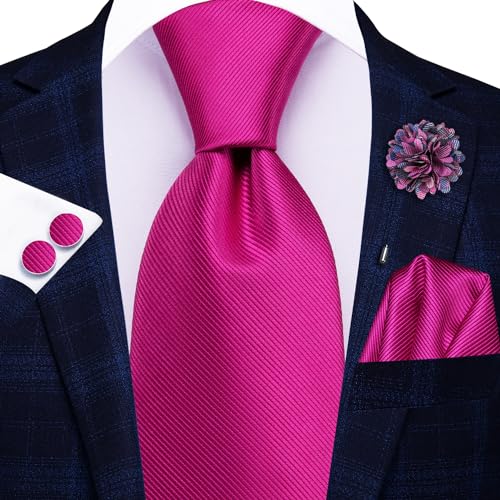 Image of Hi-Tie Mens Paisley Floral Striped Ties Set Silk Necktie and Lapel Pin for Men Pocket Square Cufflinks Set Business Wedding