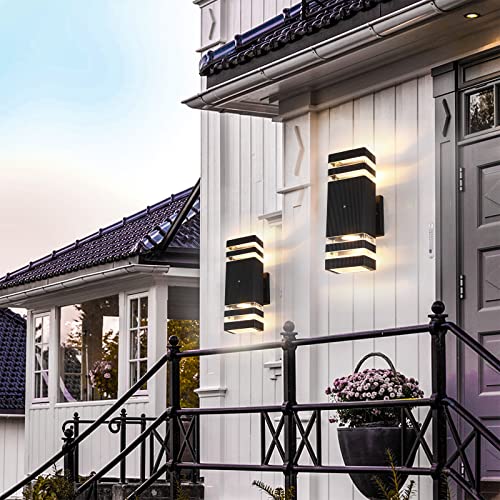 Boxcupin Dusk To Dawn Sensor Outdoor Wall Lights 4 Pack, Up And Down Lights Outdoor Wall Sconces, Aluminum Waterproof Outside Lights For House Porch Hallway Patio Garage #TOP5