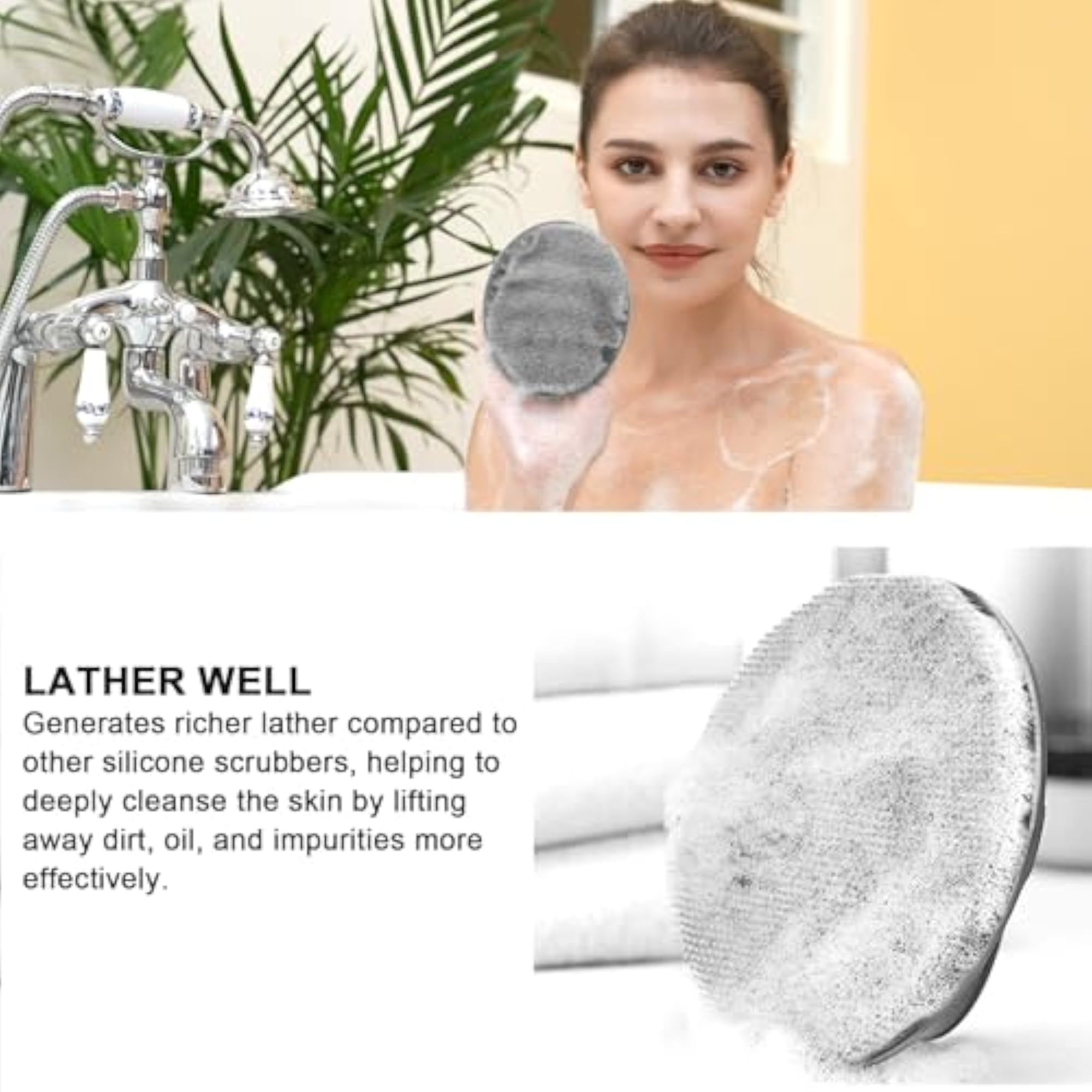 Soft Silicone Body Cleansing Brush, Gray