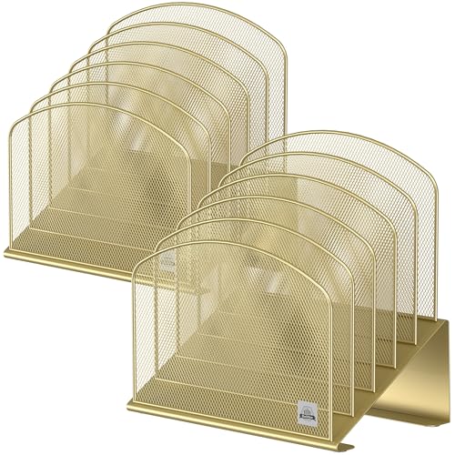 Delifox Inclined Desk File Organizer,Vertical File Folder Holder Stand Metal Rack File Sorter for Office Classroom Desktop Organization