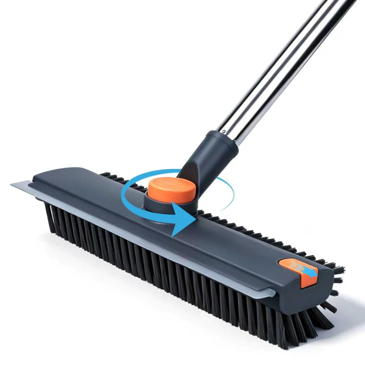 Lumora Floor Scrubbing Brush with 52Inch Long Handle, Heavy Duty Grout Scrub Brush with Stiff Brush Bristles, Squeegee Brush for Cleaning Indoor Floor, Deck Tile