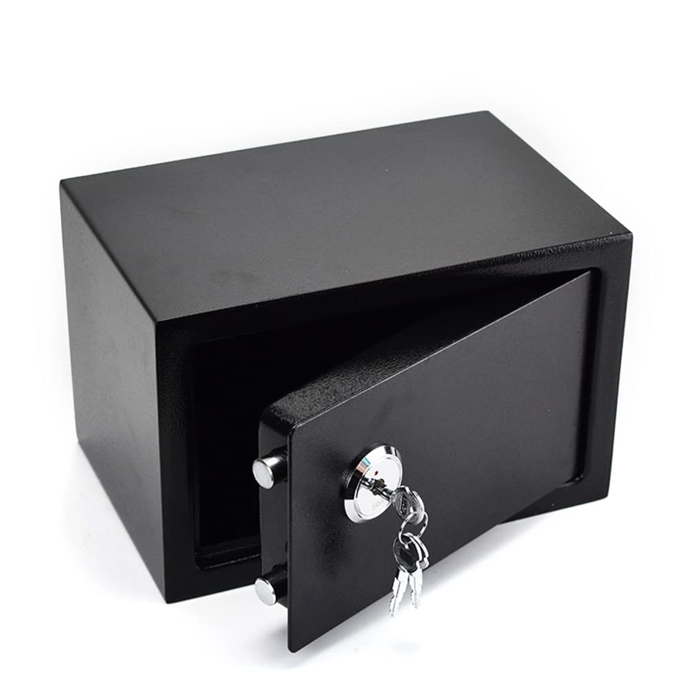 Sejf do domu z kluczem, 23 x 17 x 17 cm, sejf meblowy, 4,6 l, ze stali, na dokumenty i pieniądze