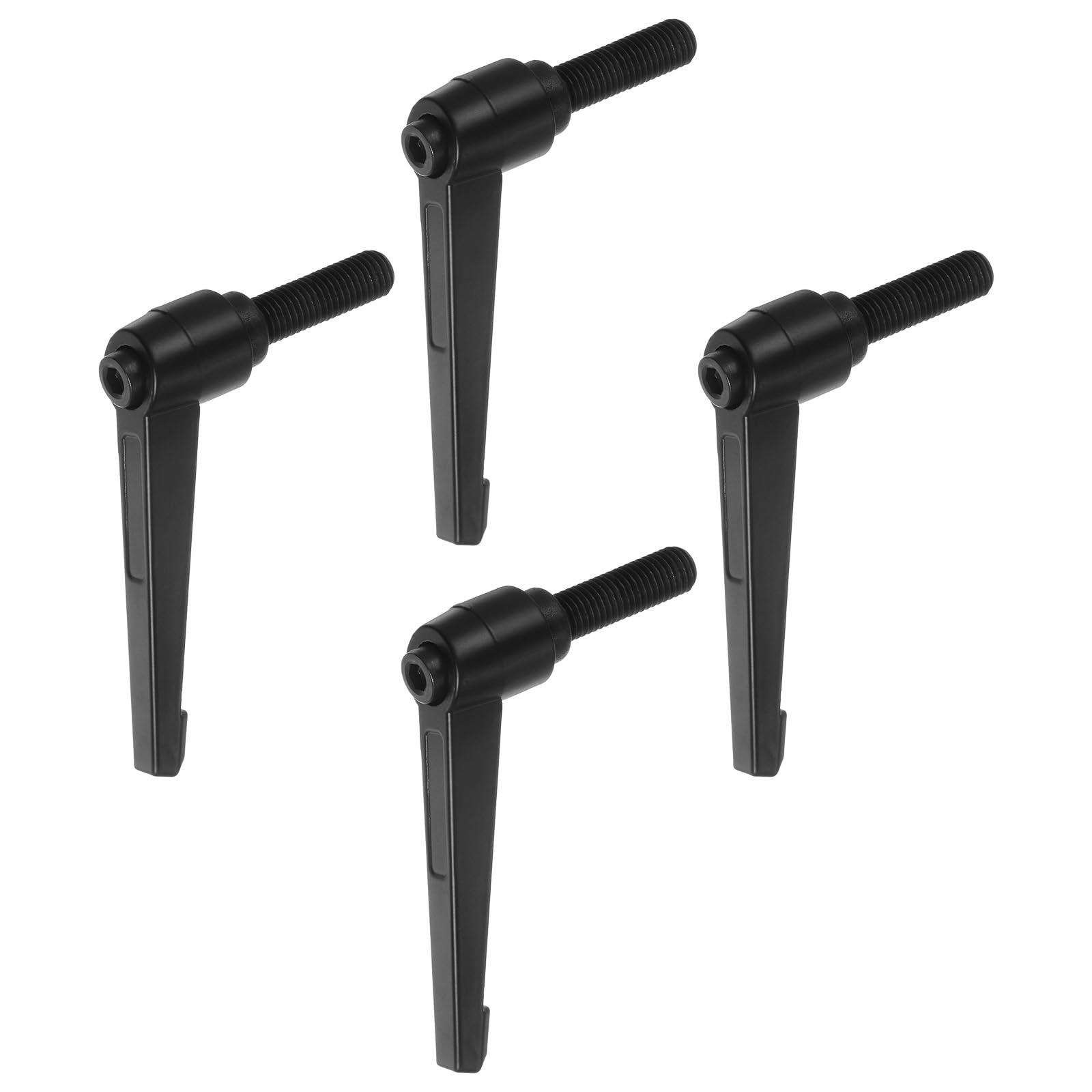 QUARKZMAN 4uds Ajustable Sujeción Palanca Manijas M12 x 60mm Macho Rosca Perno Perillas Giratorio Tornillo Bloqueo Rápida Liberación Trinquete Pulsador Botón Mango, Negro