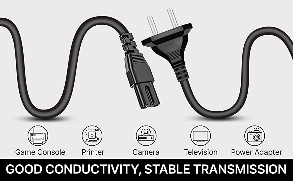 Emergency Light Charging Cable, 40cm, 2 Pin Plug, Compatible with Laltern,Emergency Light,Rechargeable, Torch etc (Set Of 1 Black/) — Amazon image 2