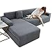 Produktbild ZHFEL Sofabezug L-Form Stretch,Universal Couch Bezug mit elastischem Boden Antirutsch Abwaschbar Möbelschutz Spannbezug Jacquard Sofa Überzug für Schnittcouch Sofas Sessel-1 Sitzer-grau