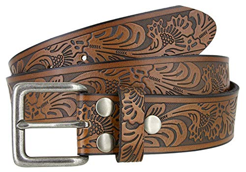 Square Buckle Floral Western Embossed Leather Belt2