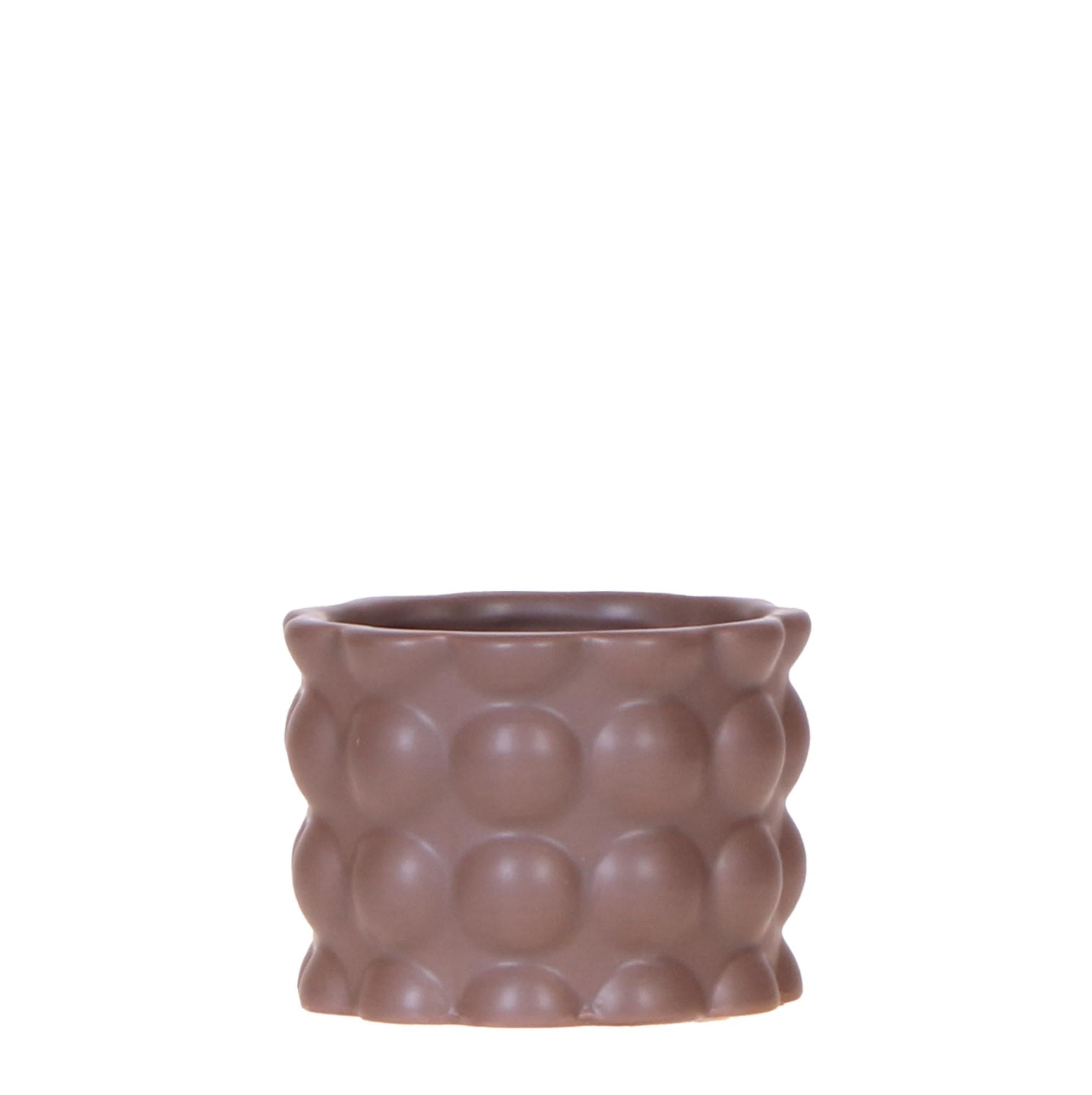 Pot de fleurs en céramique marron Ø6cm pour mini plantes et succulentes