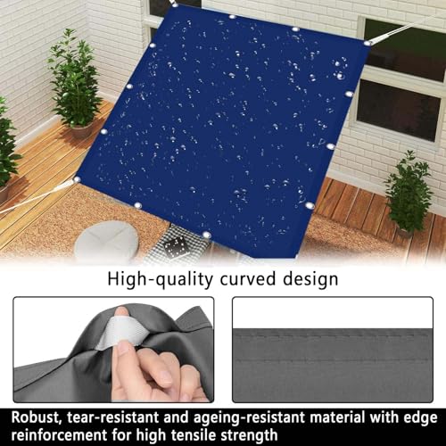 Voile d'ombrage rectangulaire imperméable 380x380 auvent bleu foncé jardin piscine - 4