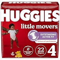 Huggies Size 4 Diapers, Little Movers Baby Diapers, Size 4 (22-37 lbs), 22 Count, Packaging May Vary