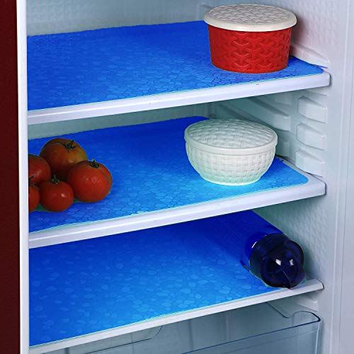 Image of Refrigerator Drawer Mat /Fridge Mat Set of 6 Piece (11.5 X 17.5 Inches) (Plain Blue)