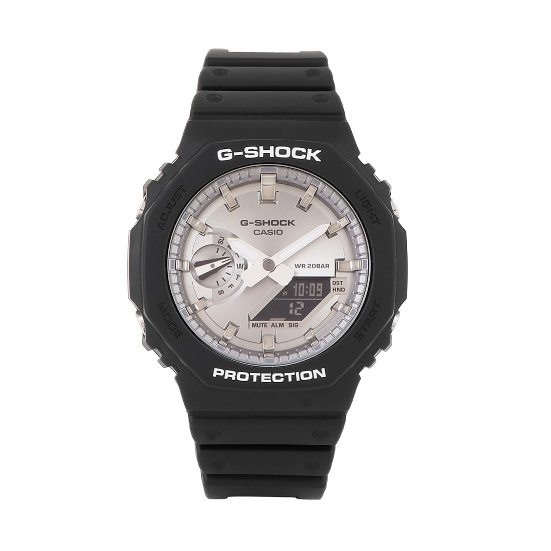 CasioG-Shock GA-2100SB-1ADR Silver Analog-Digital Dial Black Resin Strap Men's Watch Shock and 200M Water Resistant G1454