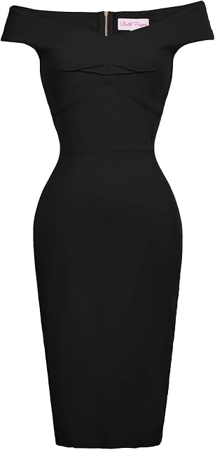 Belle Poque Women's 50s Pleated Off Shoulder Pencil Cocktail Dress 14 Colors 387