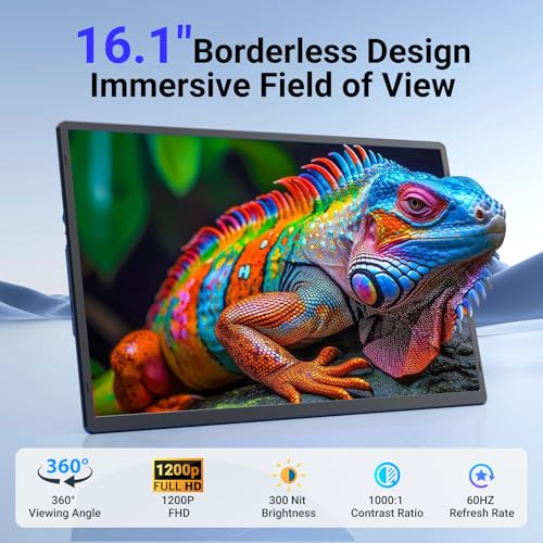 Image of Ygretyrjh 16 inch Laptop Screen Extender, 1080P FHD Dual Portable Monitor for Laptop with Speaker, Plug & Play Travel Monitor for 13-17 inch Laptops, Second Screen Compatible with Wins /Mac /Chrome /Android